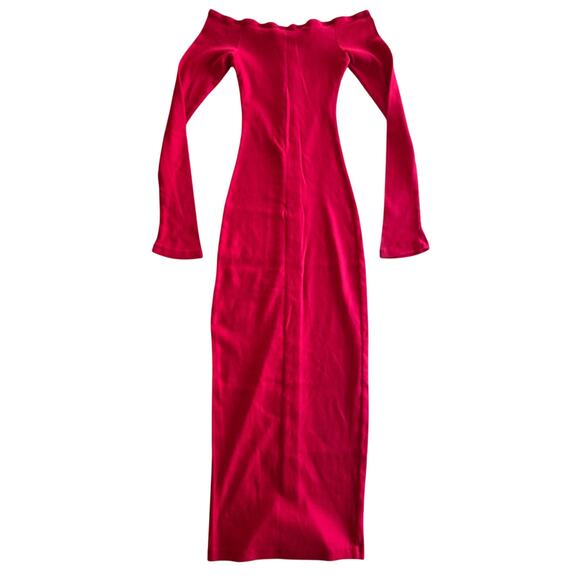 The Line by K Gaby Red Long-Sleeve Button Midi Dress XS - Picture 2 of 6